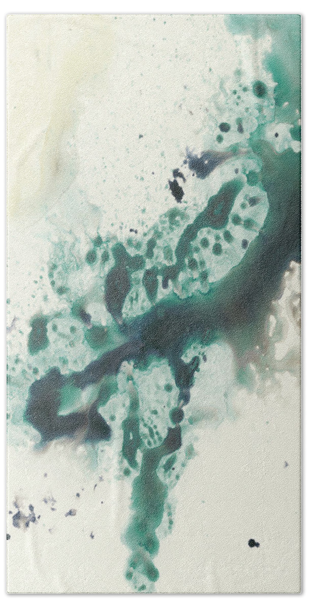 Abstract Beach Towel featuring the painting Teal Tributary II #1 by Jennifer Goldberger