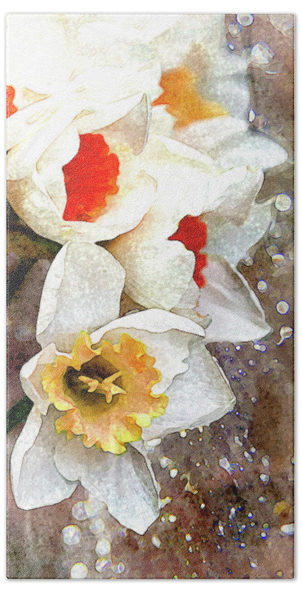 Daffodils Beach Towel featuring the digital art Thankful #1 by Vanessa Thomas