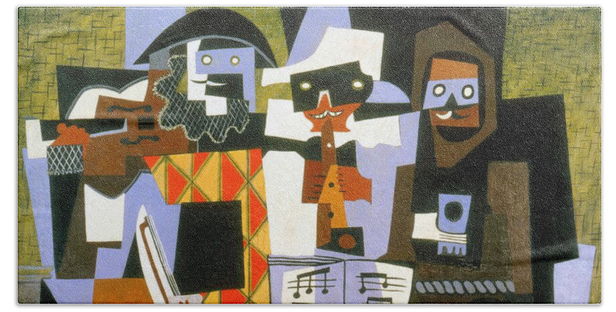 Picasso Beach Towel featuring the painting Three Musicians #3 by Jon Baran
