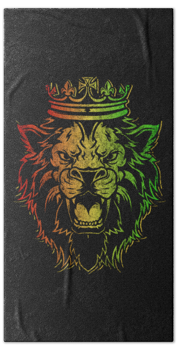 Rasta Beach Towel featuring the digital art Vintage Lion of Judah Rastafarian #1 by Flippin Sweet Gear