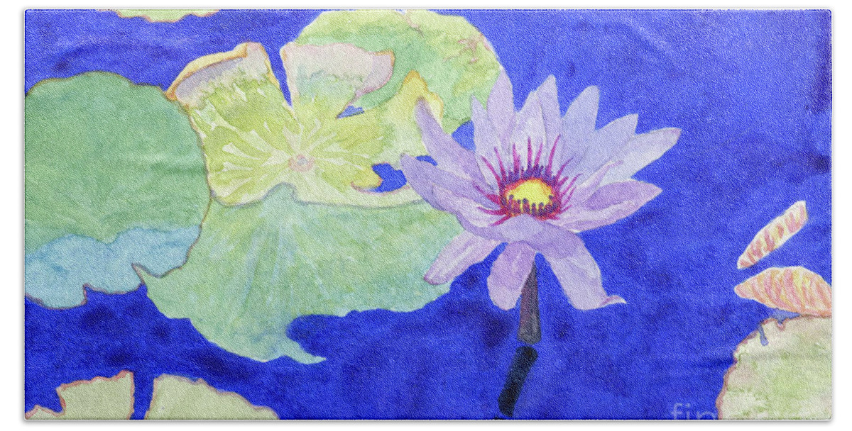 Lily Beach Towel featuring the painting Water Lily by Anne Marie Brown
