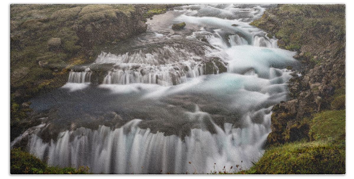 Iceland Beach Towel featuring the photograph Waterfalls-Iceland. #1 by Usha Peddamatham