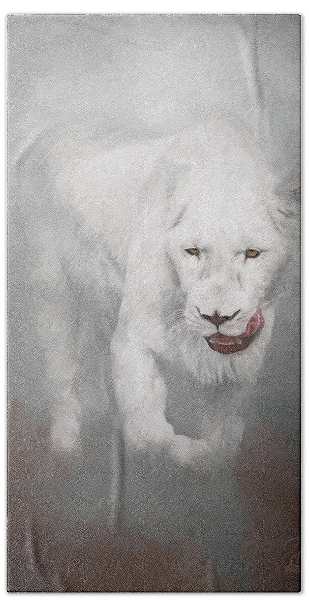 Animal Beach Towel featuring the photograph White Lion #1 by Debra Boucher