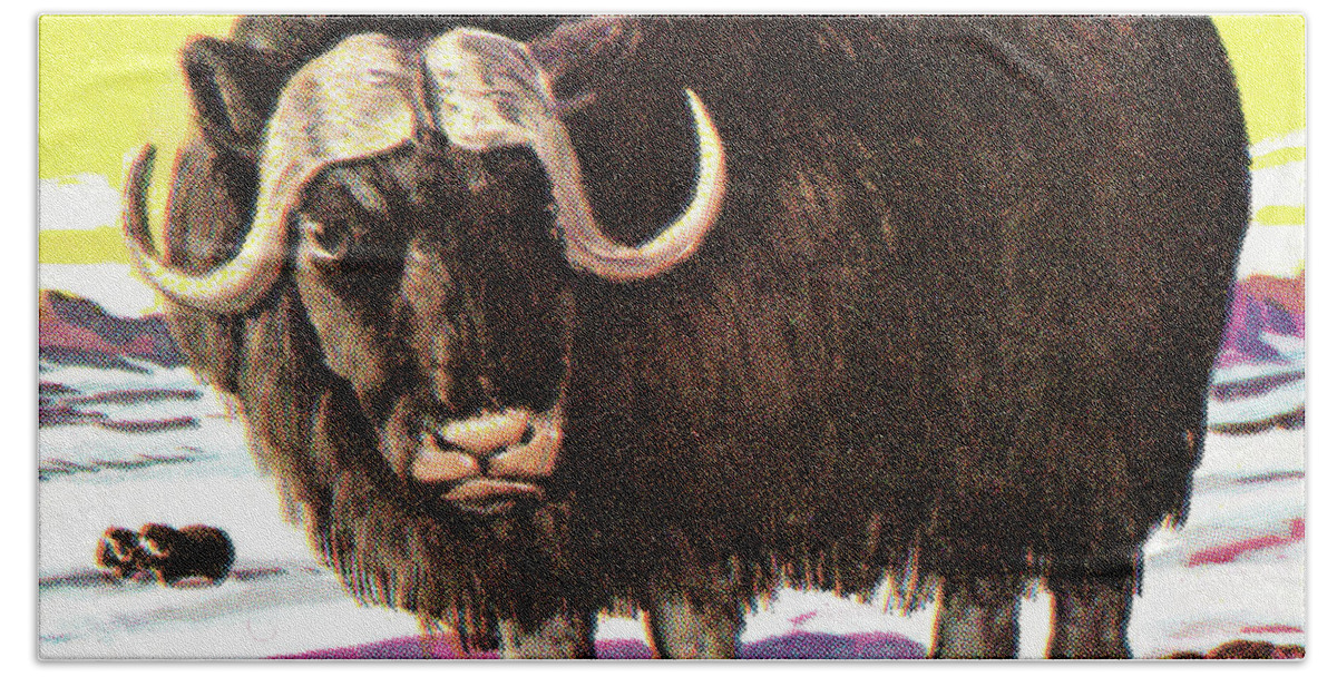Animal Beach Towel featuring the drawing Yak #1 by CSA Images