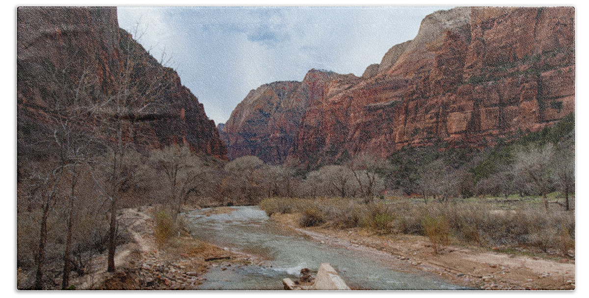 Zion Beach Sheet featuring the photograph Zion Canyon #2 by Mark Duehmig