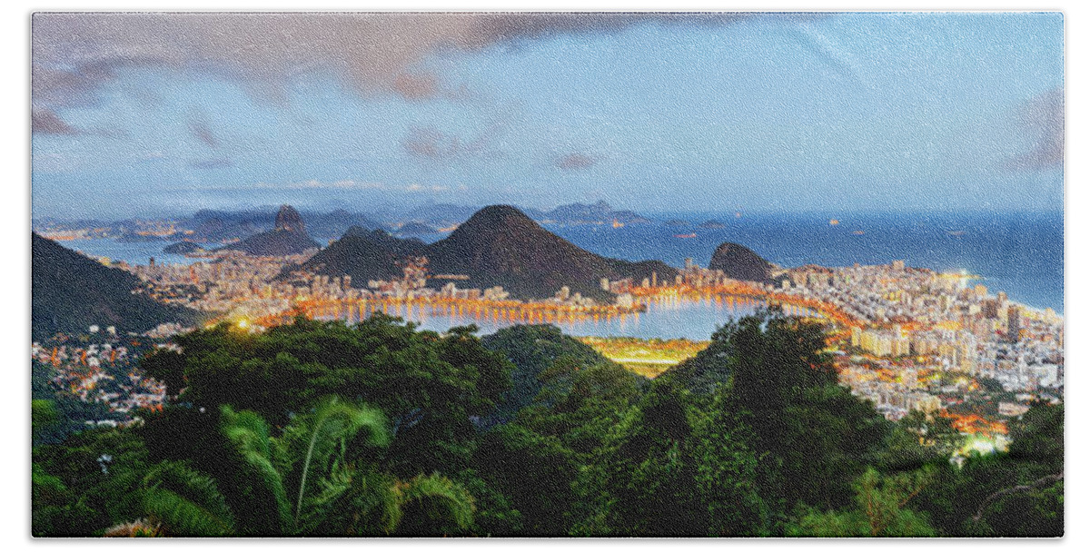 Estock Beach Towel featuring the digital art Cityscape, Rio De Janeiro, Brazil #10 by Antonino Bartuccio