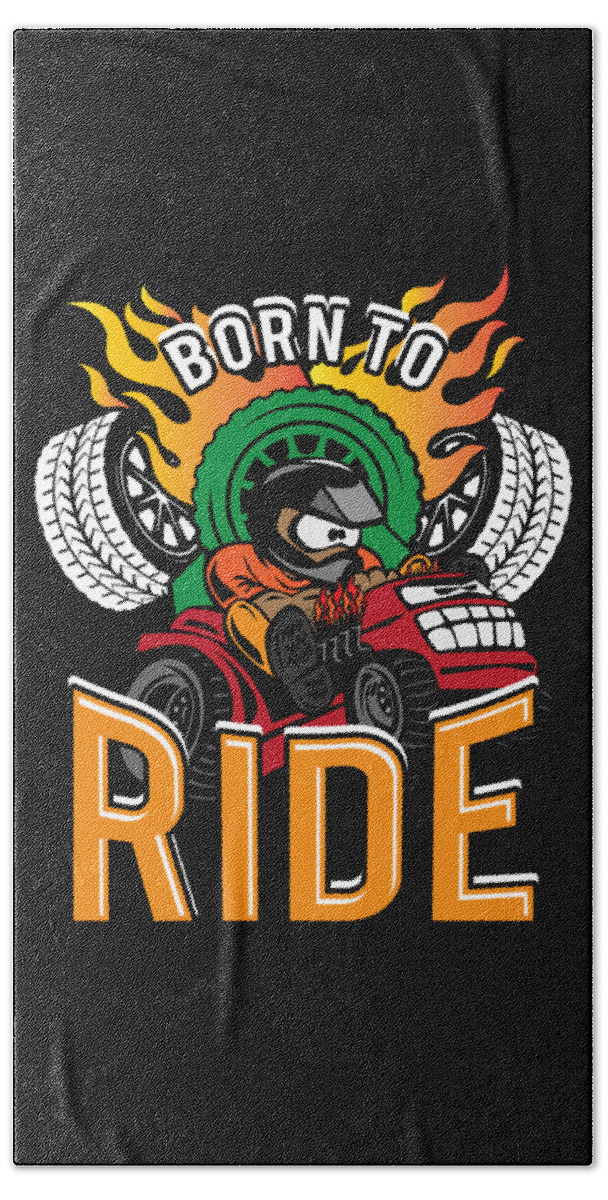 Lawnmower Racing Beach Towel featuring the digital art Funny Lawn Mower Racing Apparel for Drivers Competitors Motorsport Lovers Petrolheads #2 by Martin Hicks