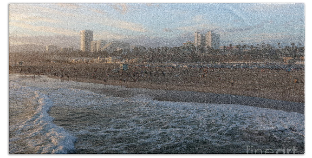 Sunset Beach Sheet featuring the photograph Pacific Sunset , Santa Monica, California #12 by John Shiron