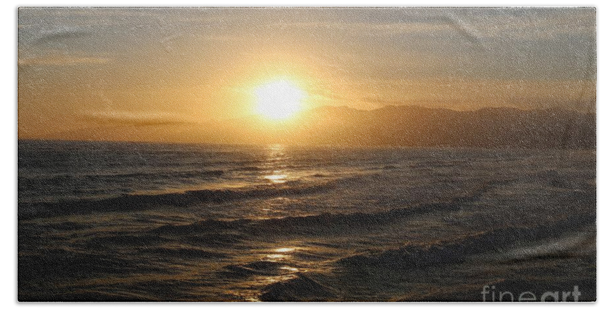 Sunset Beach Sheet featuring the photograph Pacific Sunset , Santa Monica, California #13 by John Shiron