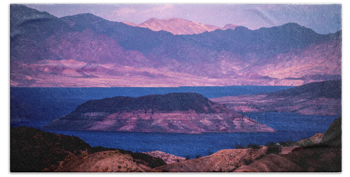 Lake Beach Towel featuring the photograph Scenes At Lake Mead Nevada Arizona Stateline #15 by Alex Grichenko