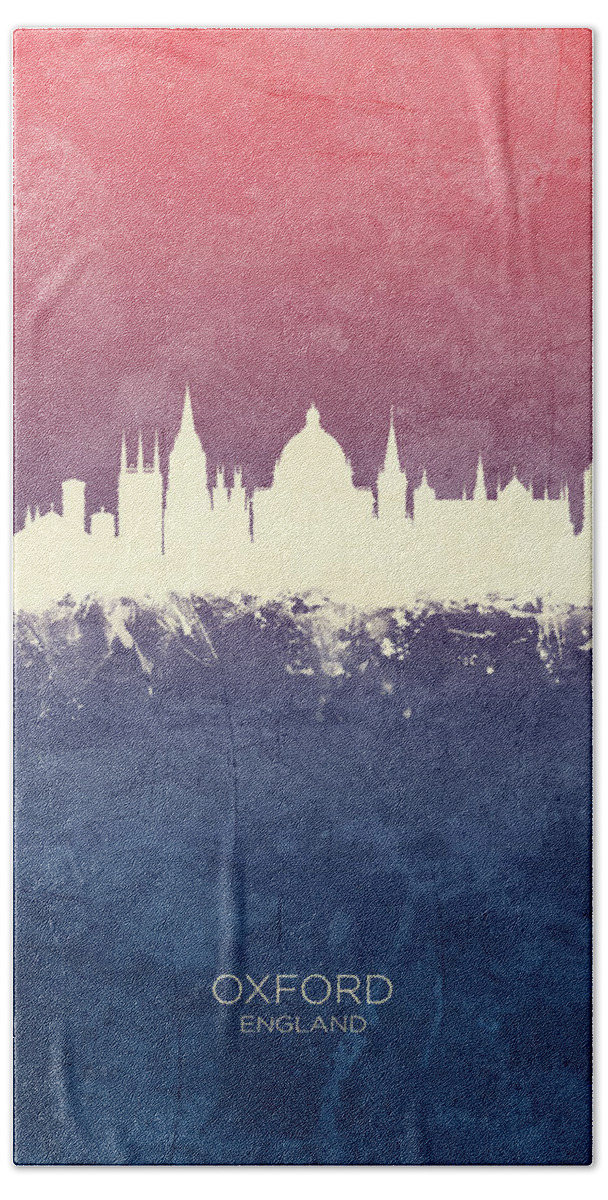Oxford Beach Towel featuring the digital art Oxford England Skyline by Michael Tompsett