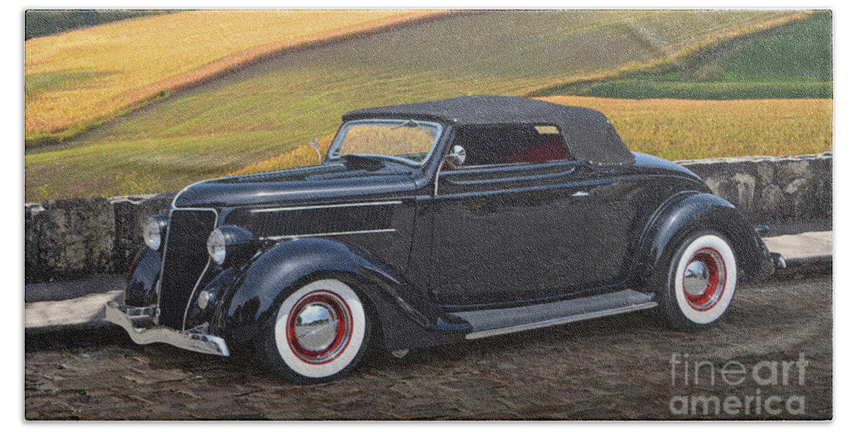 Customized Beach Towel featuring the photograph 1936 Ford Cabriolet by Ron Long