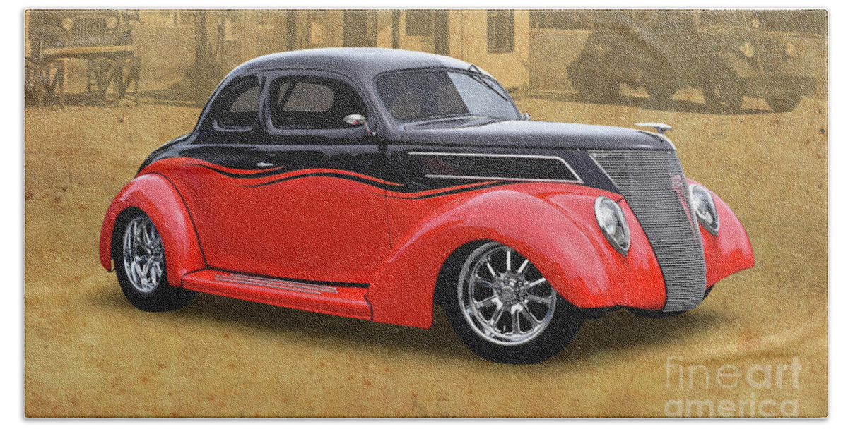 1937 Beach Towel featuring the photograph 1937 Ford Coupe Street Rod by Ron Long
