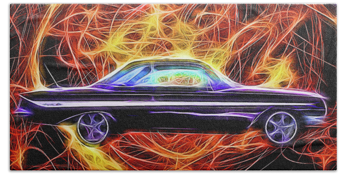 Classic Cars Beach Towel featuring the digital art 1961 Chevy Impala by Rick Wicker