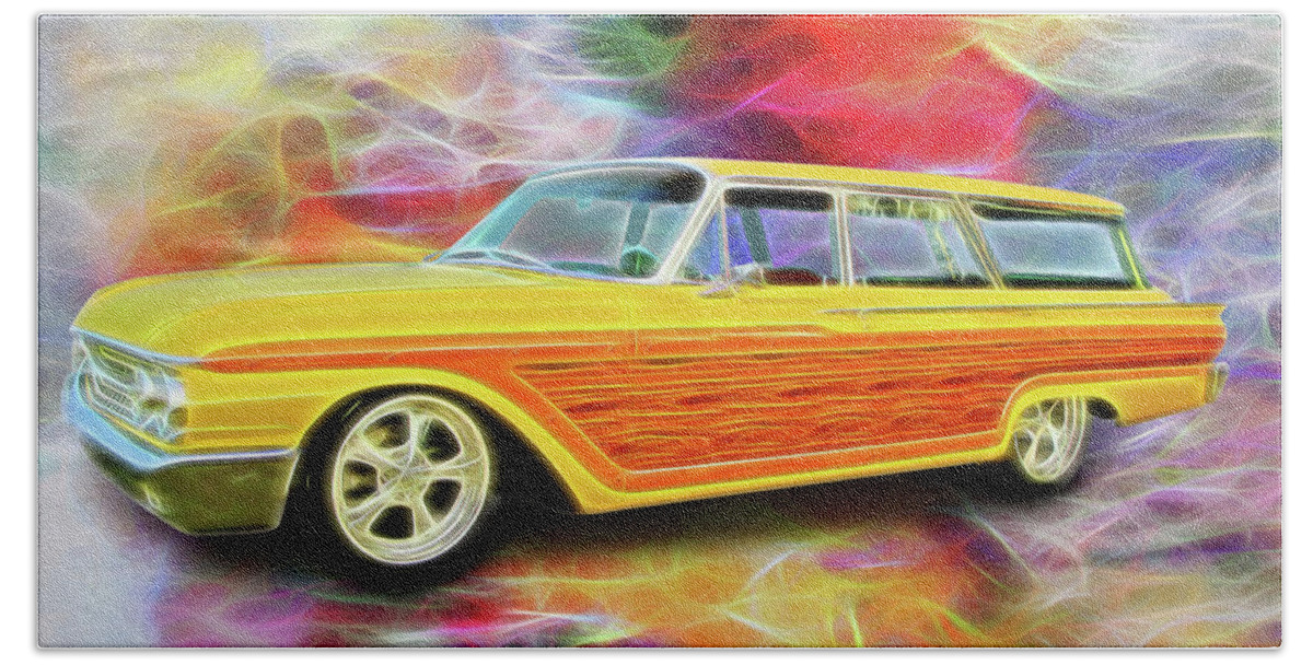1961 Ford Wagon Beach Sheet featuring the digital art 1961 Ford Wagon by Rick Wicker