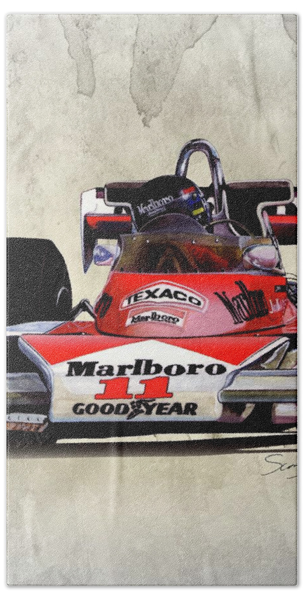 Art Beach Towel featuring the painting 1976 McLaren M23 by Simon Read