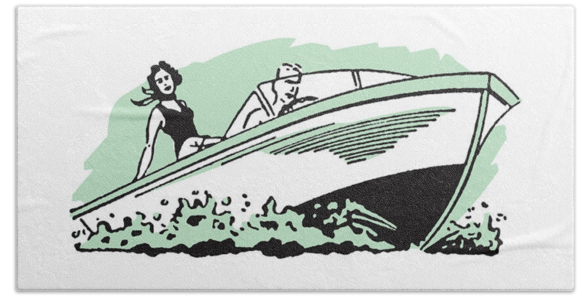 Couple in Speedboat Beach Towel by CSA Images - Fine Art America