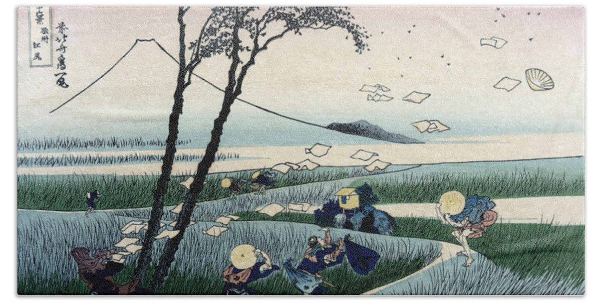 Hokusai Beach Towel featuring the painting Ejiri in Suruga Province by Katsushika Hokusai