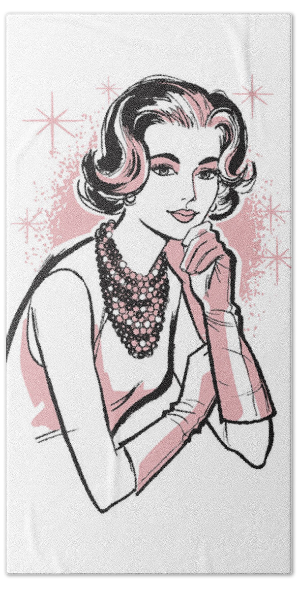 Accessories Beach Towel featuring the drawing Fancy Woman #2 by CSA Images