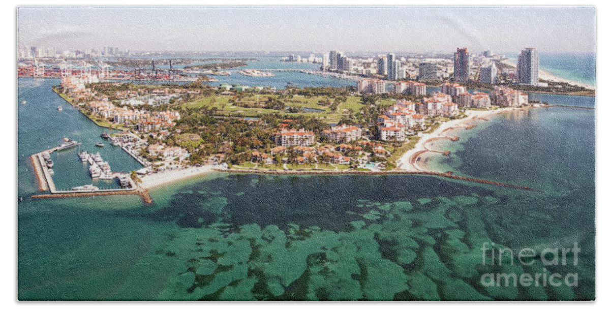 Fisher Island Beach Towel featuring the photograph Fisher Island Club Aerial #4 by David Oppenheimer