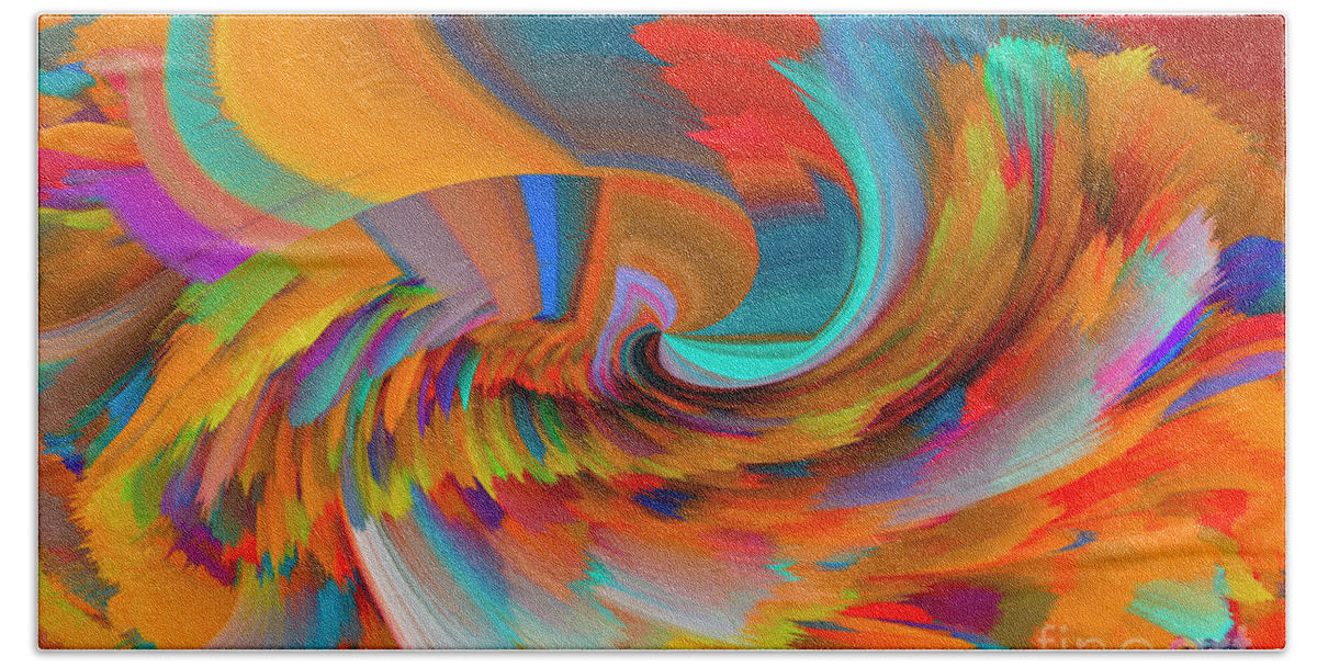 Abstract Painting Beach Towel featuring the mixed media Rainbow Kambonemos by Elena Gantchikova