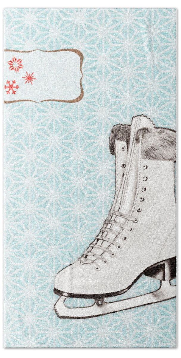 Background Beach Towel featuring the drawing Ice skate #2 by CSA Images