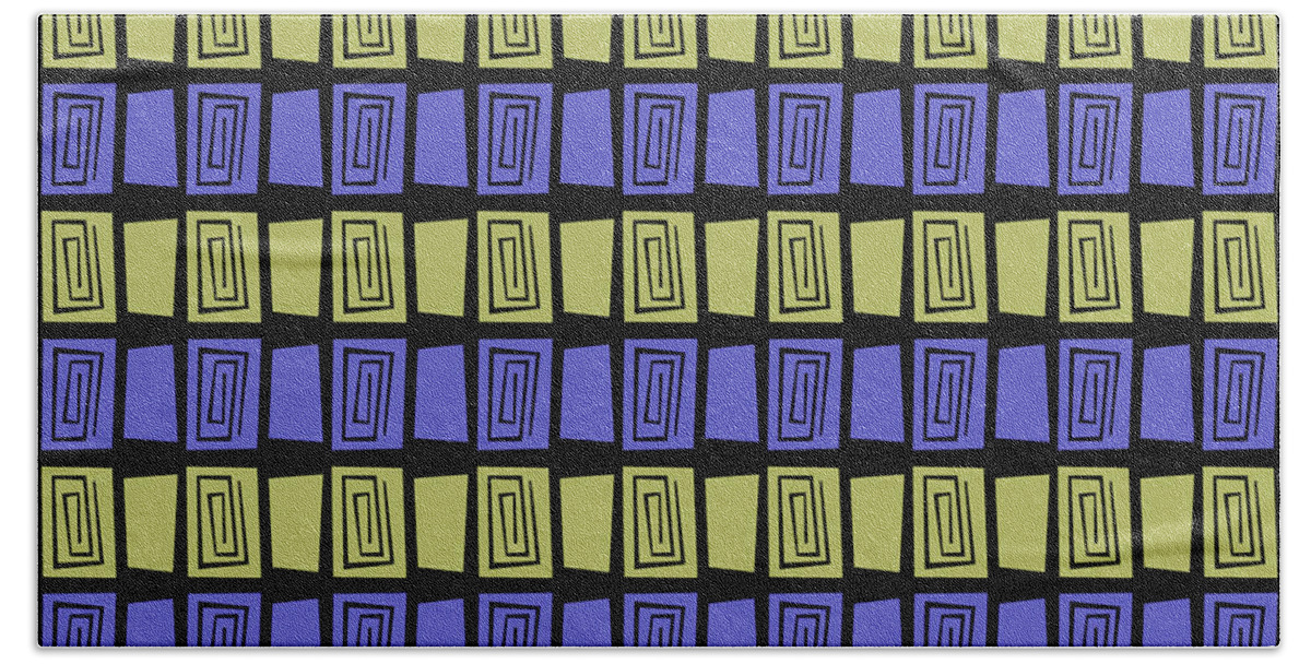  Beach Towel featuring the digital art Mid Century Modern Maze #3 by Donna Mibus