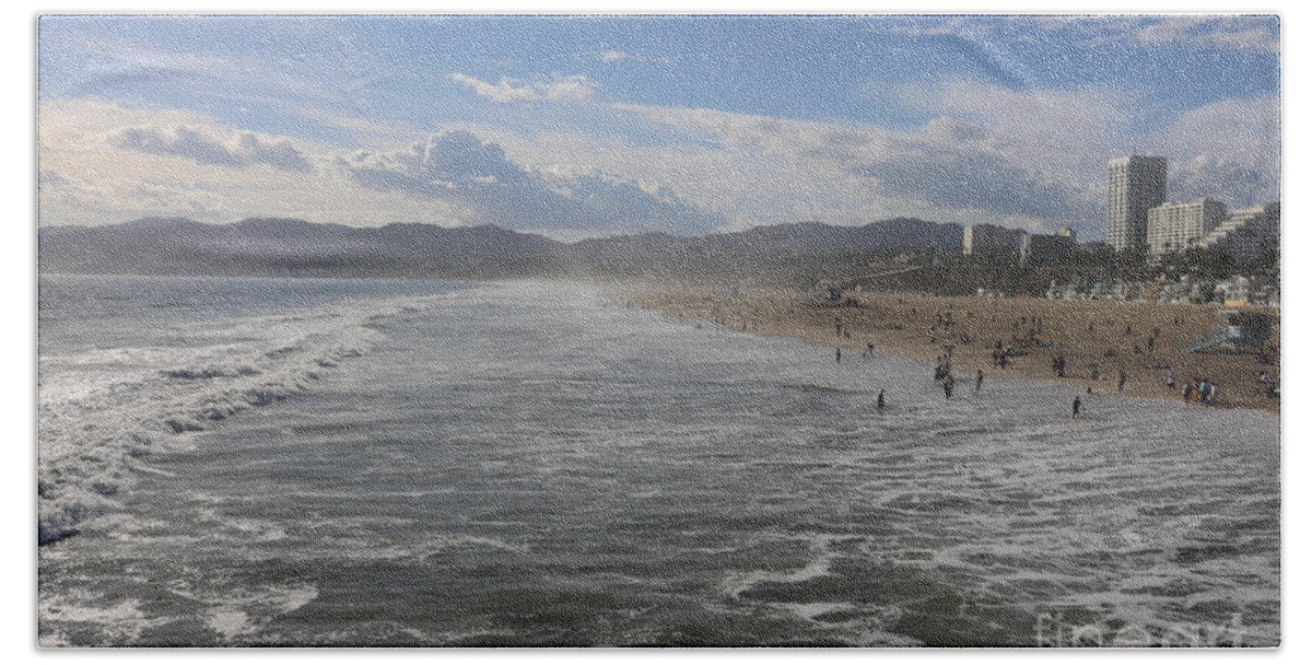 Beach Beach Towel featuring the photograph Santa Monica Beach, Santa Monica, California #2 by John Shiron
