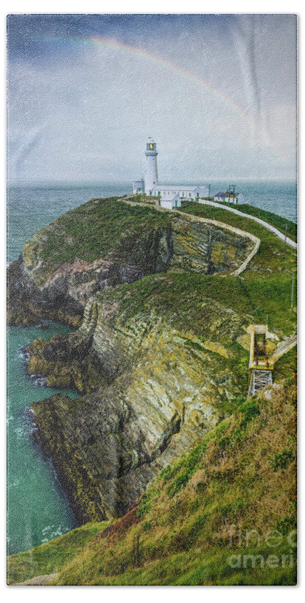 Beacon Beach Towel featuring the photograph South Stack Lighthouse #2 by Ian Mitchell