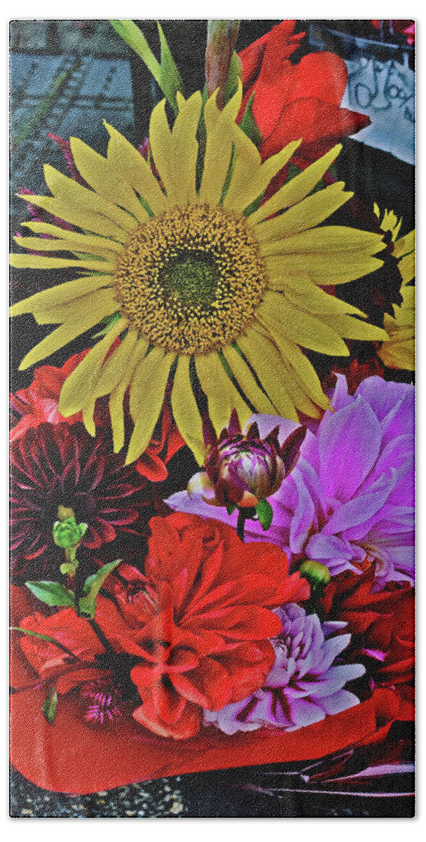 Flowers Beach Sheet featuring the photograph 2019 Monona Farmers' Market September Sunshine by Janis Senungetuk