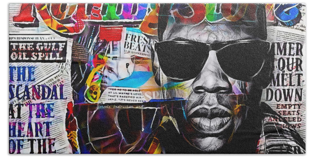 Jay Z Art Beach Towel featuring the mixed media Jay Z Collection #21 by Marvin Blaine