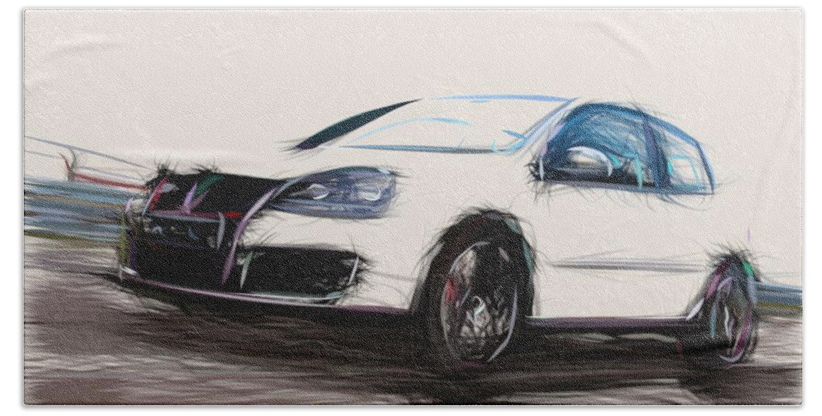 Acura Beach Towel featuring the digital art Acura RSX Type S Draw #3 by CarsToon Concept