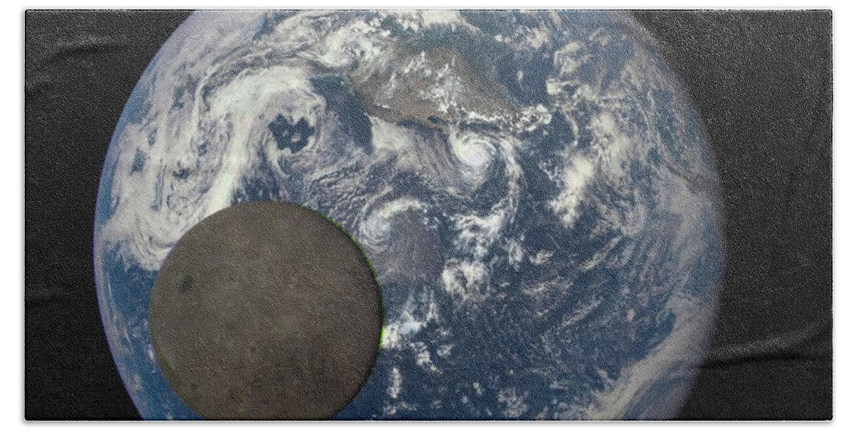 Earth Beach Towel featuring the painting Dark side of the Moon , nasa #3 by Celestial Images