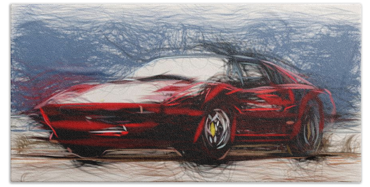 Ferrari Beach Towel featuring the digital art Ferrari 308 GTS Draw #3 by CarsToon Concept