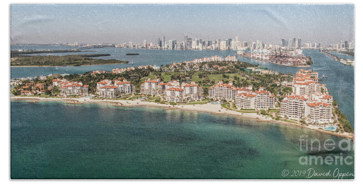 Fisher Island Beach Towel featuring the photograph Fisher Island Club Aerial #5 by David Oppenheimer