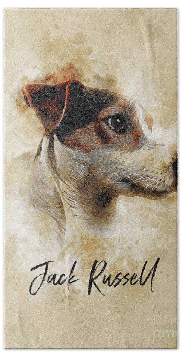 Dog Beach Sheet featuring the digital art Jack Russell #3 by Ian Mitchell