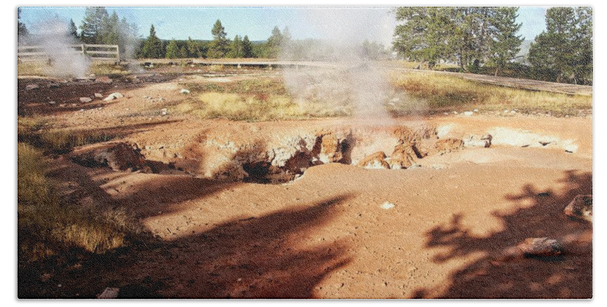 Yellowstone Beach Towel featuring the photograph Mud Pots at Yellowstone #3 by Susan Jensen