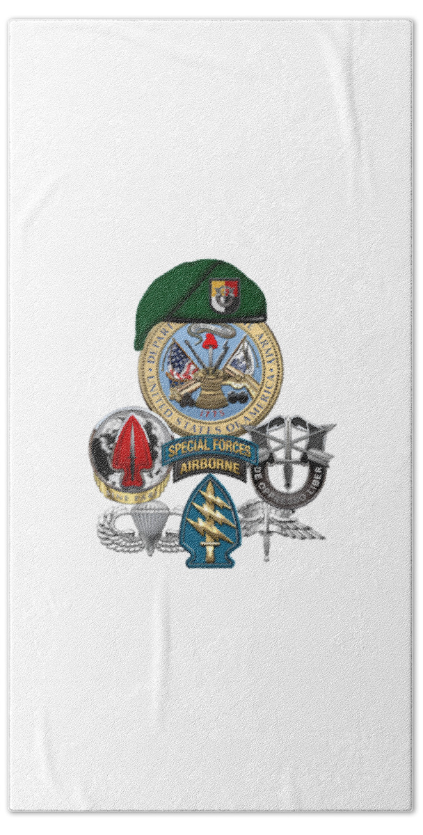  ‘u.s. Army Special Forces’ Collection By Serge Averbukh Beach Towel featuring the digital art 3rd Special Forces Group - Green Berets Special Edition by Serge Averbukh