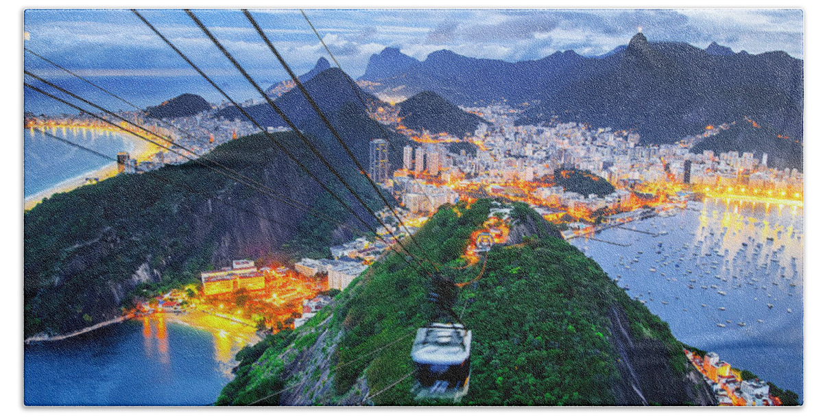 Estock Beach Towel featuring the digital art Cityscape, Rio De Janeiro, Brazil #4 by Antonino Bartuccio