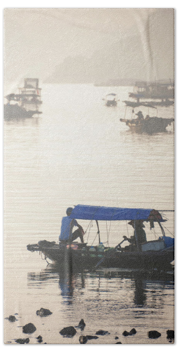 Ha Long Bay Beach Towel featuring the photograph Ha Long Bay #4 by Gouzel -