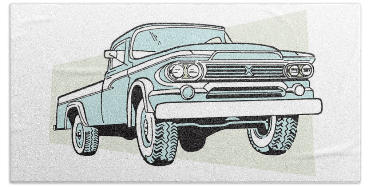 Auto Part Beach Towel featuring the drawing Pickup Truck #4 by CSA Images