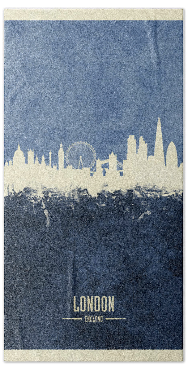 London Beach Towel featuring the digital art London England Skyline #49 by Michael Tompsett