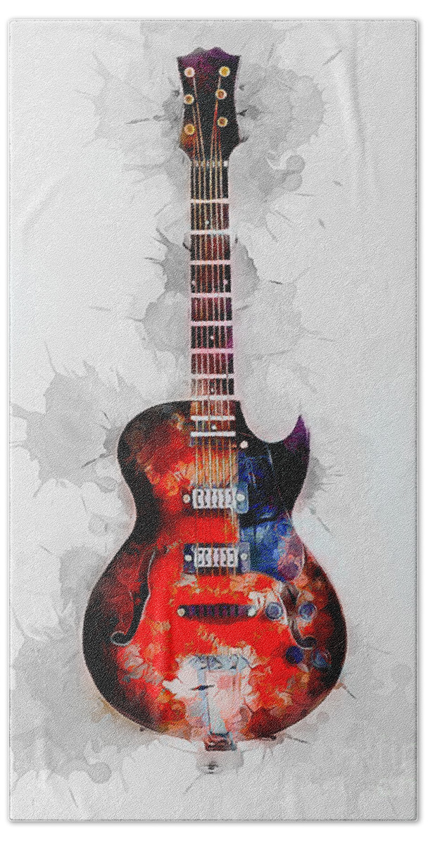 Music Beach Towel featuring the digital art Electric Guitar #5 by Ian Mitchell
