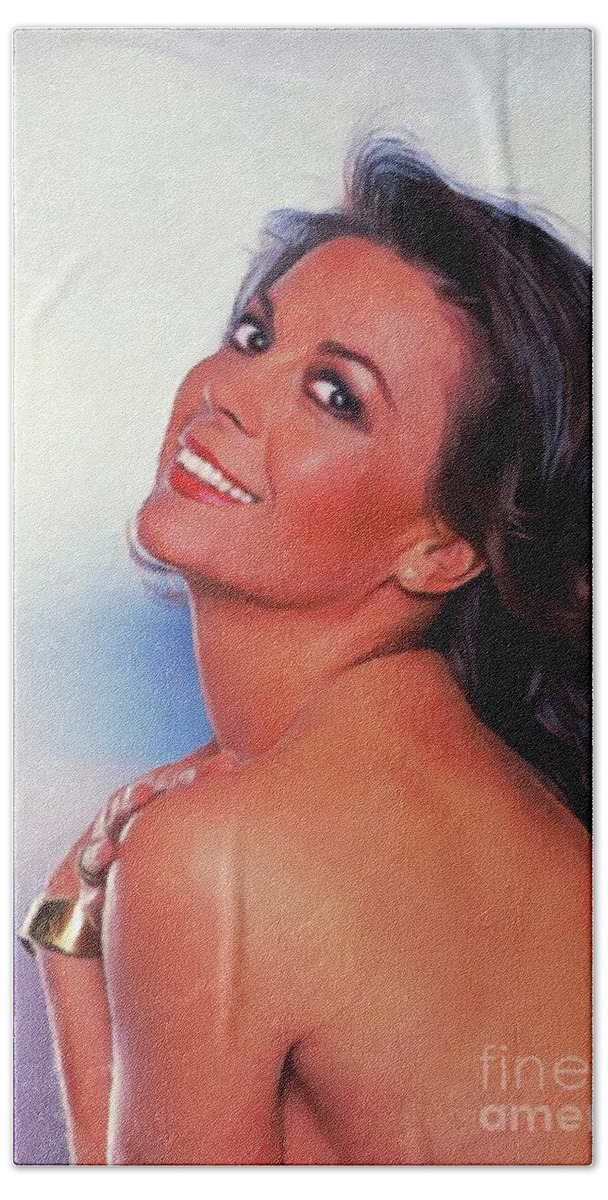 Natalie Beach Towel featuring the painting Natalie Wood, Hollywood Legend #5 by Esoterica Art Agency