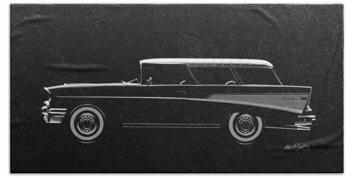 Auto Beach Towel featuring the digital art 57 Chevy Nomad by Peter J Sucy