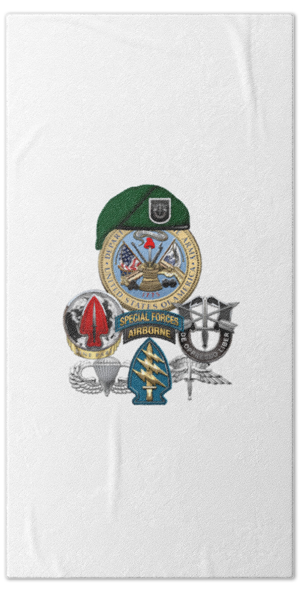 ‘u.s. Army Special Forces’ Collection By Serge Averbukh Beach Towel featuring the digital art 5th Special Forces Group - Green Berets Special Edition by Serge Averbukh