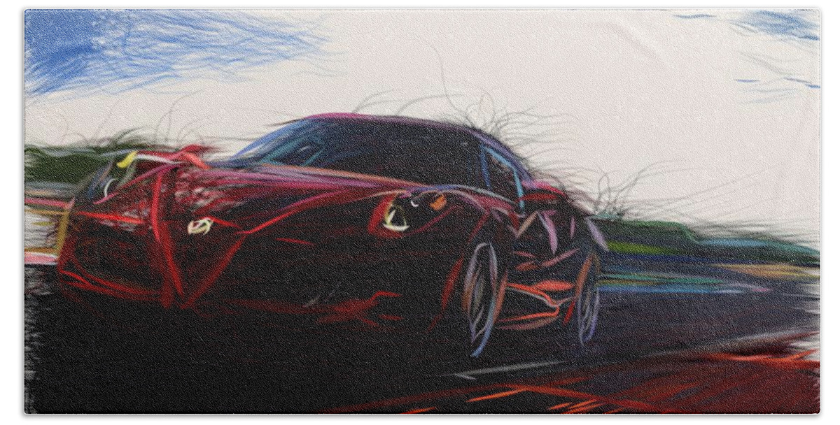Alfa Beach Towel featuring the digital art Alfa Romeo 4C Drawing #7 by CarsToon Concept