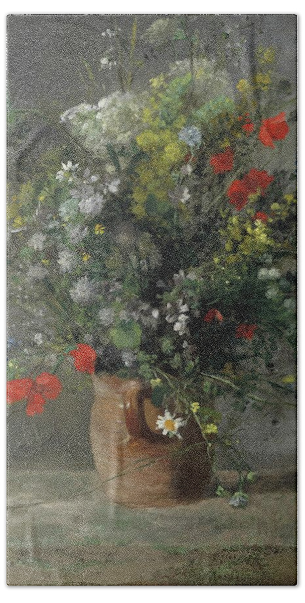 Impressionism Beach Towel featuring the painting Flowers In A Vase by Pierre-auguste Renoir