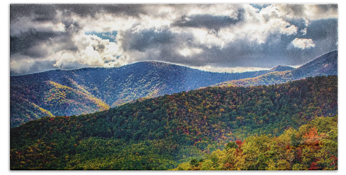 Blue Beach Towel featuring the photograph Blue Ridge And Smoky Mountains Changing Color In Fall #62 by Alex Grichenko