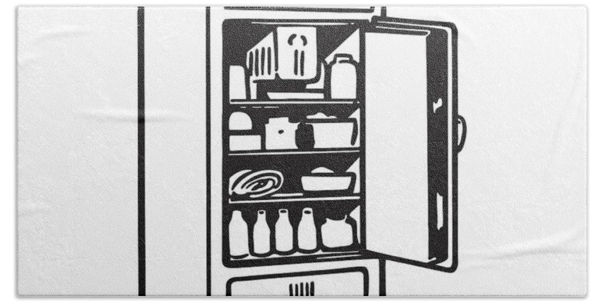 Appliance Beach Towel featuring the drawing Full Refrigerator #7 by CSA Images